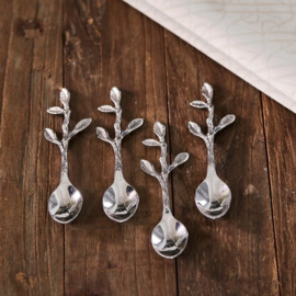  Riviera Maison Thee lepels - Lovely Leaf Spoon - Zilver - Set 4 Stuks