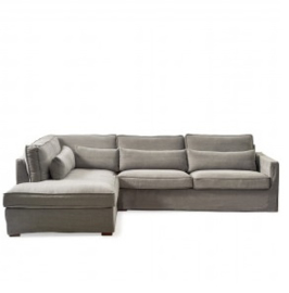 Brompton Cross Corner Sofa Chaise Longue Left, washed cotton, grey Riviera Maison 3845002