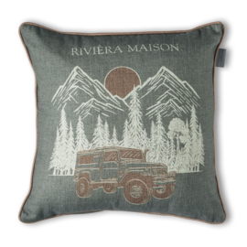 Riviera Maison Roadtrip Cushion - 45 x 45 cm - Green 333162 incl vulling