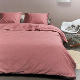 Roze Ambiante Cotton Uni dekbedovertrek - 140 x 200/220 cm - Pink 222965 @