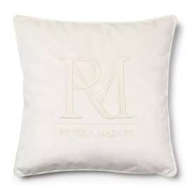 Kussenhoes RM Monogram Velvet, Wit 50x50 riviera maison 552450