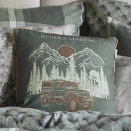 Riviera Maison Roadtrip Cushion - 45 x 45 cm - Green 333162 incl vulling