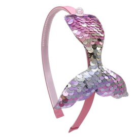 Haarband omkeerbare pailletten MERMAID roze/zilver