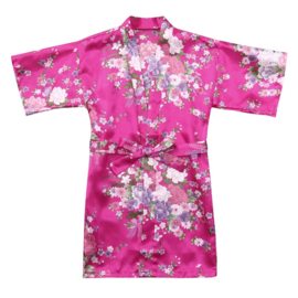 Superleuke kinderkimono met bloemenprint fuchsia