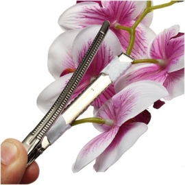 Prachtige grote haarclip orchidee wit/lila