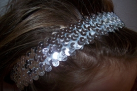 Elastieken haarband met glitterpailletten zilver