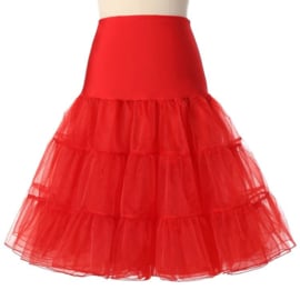 Rode petticoat met brede elastische tailleband damesmaat S/M/L