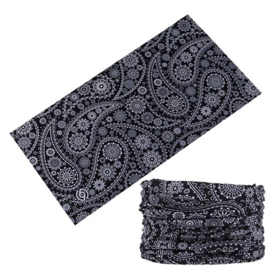Multi haarband / sjaal paisley zwart wit
