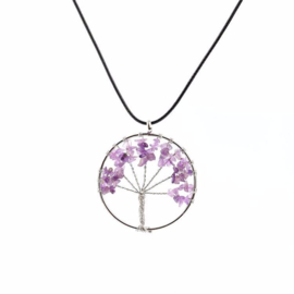 Prachtige amulet ketting Tree of Life Amethyst