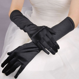 Lange gala handschoenen meiden/damesmaat zwart