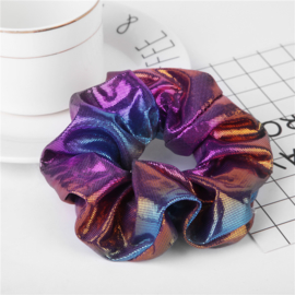 Mermaid donker multicolor glans scrunchie!