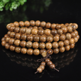 Mala unisex gebedsketting/armband sandalwood naturel