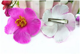 Geweldige Hibiscus Hawaïbloem 9 cm op clip fuchsia