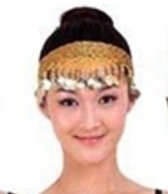 Haarband beige met gouden muntjes