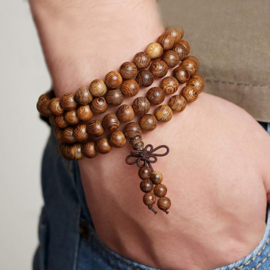 Mala unisex gebedsketting/armband sandalwood naturel