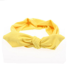 Superleuke haarband met strik effen geel damesmaat
