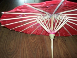 Rood bamboe handbeschilderd kinderparasolletje 55 cm