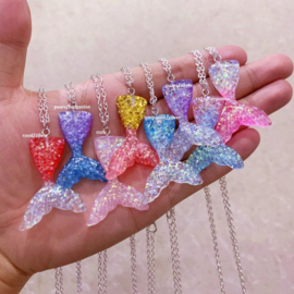 Ketting MERMAID met glitter diverse kleuren