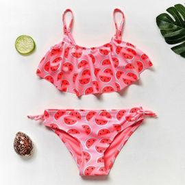 Superleuke bikini koraal roze/rood met watermeloenen