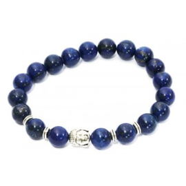 Ruime herenarmband 10mm kralen van Lapis Lasuli met Boeddha