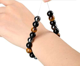 Geweldige BESCHERM armband model 1 tijgeroog/obsidiaan/hematiet 8mm/19cm