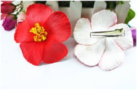 Geweldige Hibiscus Hawaïbloem 9 cm op clip rood