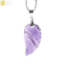 Ketting met Engelenvleugel  van geslepen Amethyst