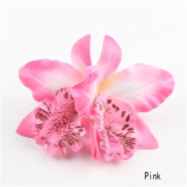 Haarclip/broche driedubbele orchidee roze