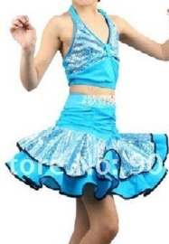 Leuk LATIN danssetje topje met rokje turquoise