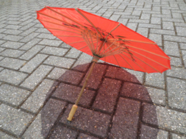 Rode bamboe handbeschilderde parasol 85 cm