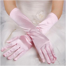 Lange gala handschoenen meiden/damesmaat roze
