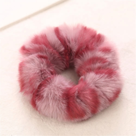 Animal scrunchie roze/donkerroze