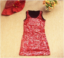 Leuk glitter hemdjurkje rood maat XS/158/164