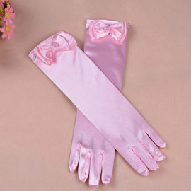 Gala handschoentjes met strik voor meisje 4-8 jaar roze