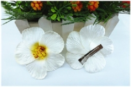 Geweldige Hibiscus Hawaïbloem 9 cm op clip wit