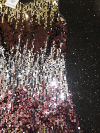 Mooi in kleur overlopend glitter pailletten jurkje roze/zilver/goud mt 92 t/m 110