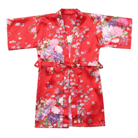 Superleuke kinderkimono met bloemenprint rood