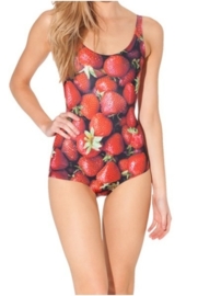 Digitaal geprint badpak/bodysuit "Aardbei" maat S/M