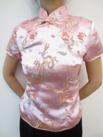 Mooi roze getailleerd chinees blousje draken motief