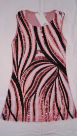 TOP retro disco glitterjurkje zwart/wit/roze