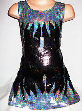 Glitter pailletten jurkje zwart met ijspegels maat 92 t/m 116