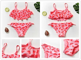 Superleuke bikini koraal roze/rood met watermeloenen