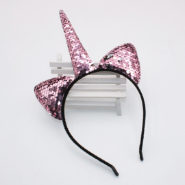 Haarband omkeerbare pailletten UNICORN roze/zilver