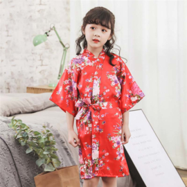 Superleuke kinderkimono met bloemenprint rood