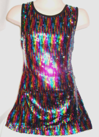 Geweldig "regenboog" glitter pailletten jurkje multicolor