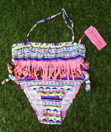 Geweldige bohemian bikini met roze franje