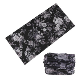 Multi haarband / sjaal bloemetjes zwart wit
