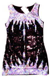 Glitter pailletten jurkje zwart met ijspegels maat 92 t/m 116