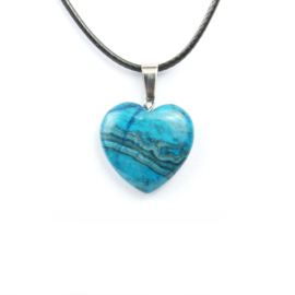Veterketting met hart van geslepen Blauwe Agaat
