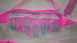 Super hippe fringe bikini met roezels roze